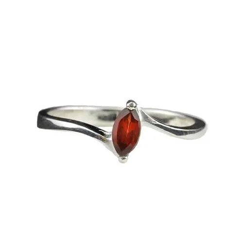 Solitaire Garnet Ring in Sterling Silver