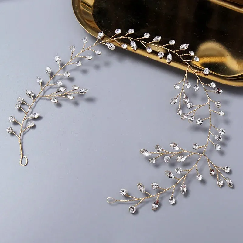 Sophisticated Rhinestone Flower Hair Vine Bridal Headpiece