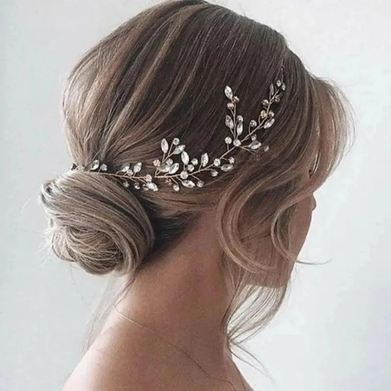 Sophisticated Rhinestone Flower Hair Vine Bridal Headpiece