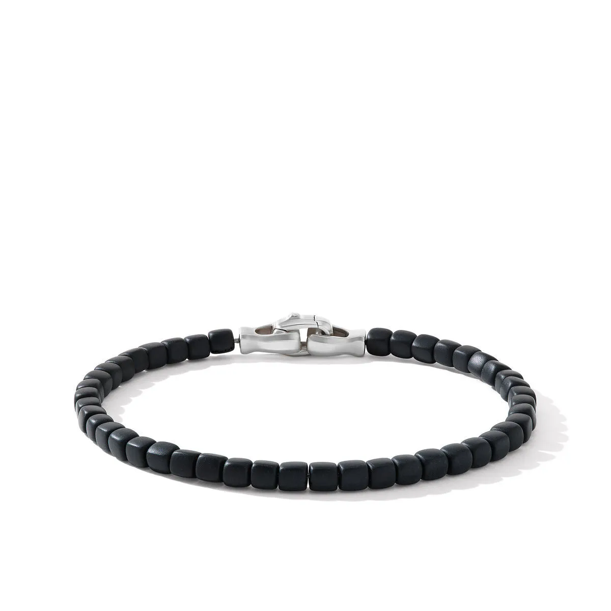 Spiritual Beads Cushion Bracelet in Sterling Silver with Black Onyx