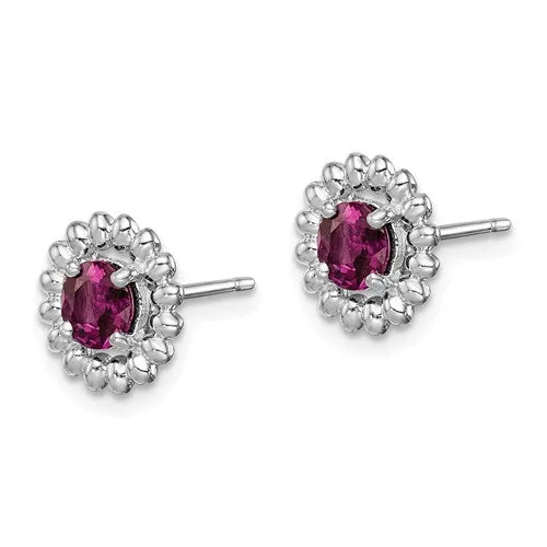 Sterling Silver Rhodolite Garnet Round Earrings