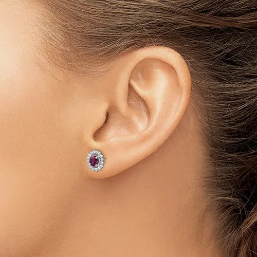 Sterling Silver Rhodolite Garnet Round Earrings