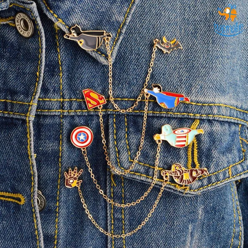 Superhero Chain Brooch Pin