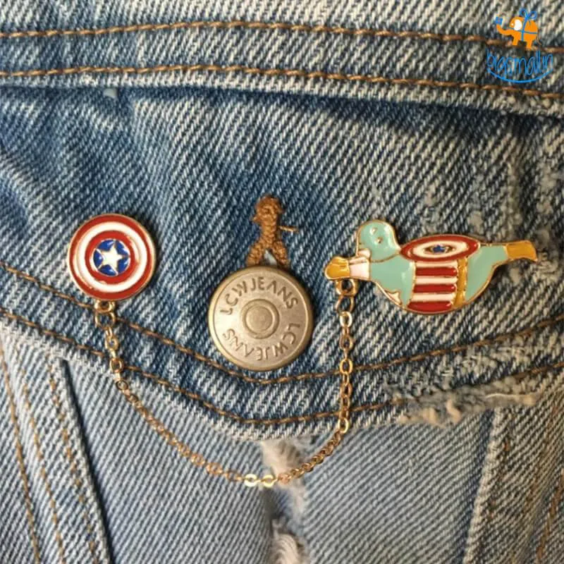 Superhero Chain Brooch Pin