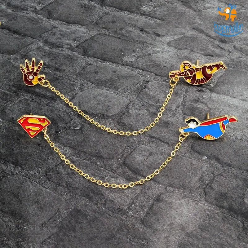 Superhero Chain Brooch Pin