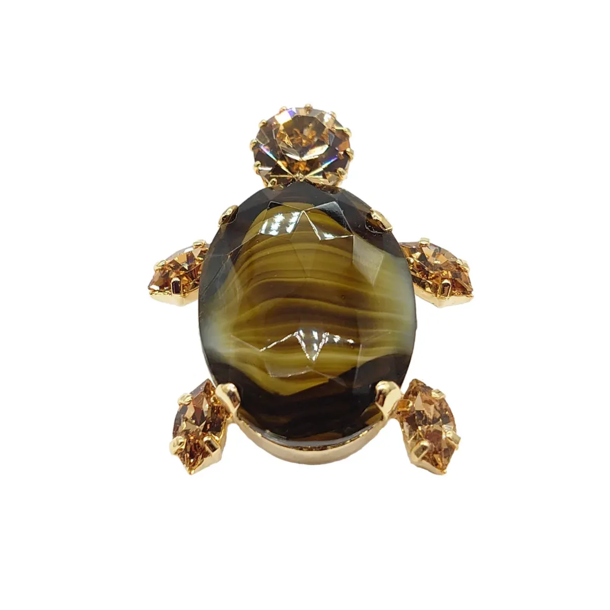 Swarovski Crystals Large Turtle Brooch