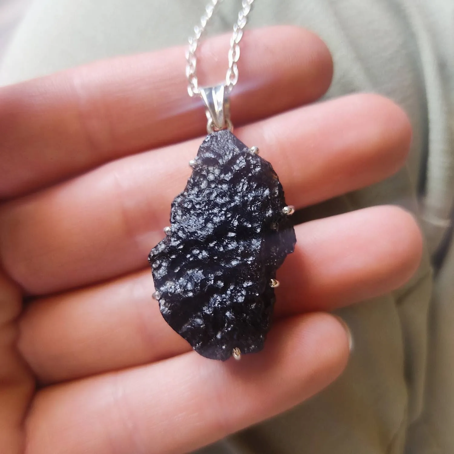 Tibetan Tektite Telepathy Stone Necklace