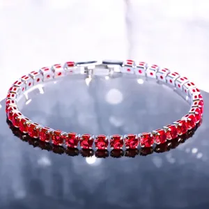 TORY - Ruby 18k silver plated cz tennis bracelet