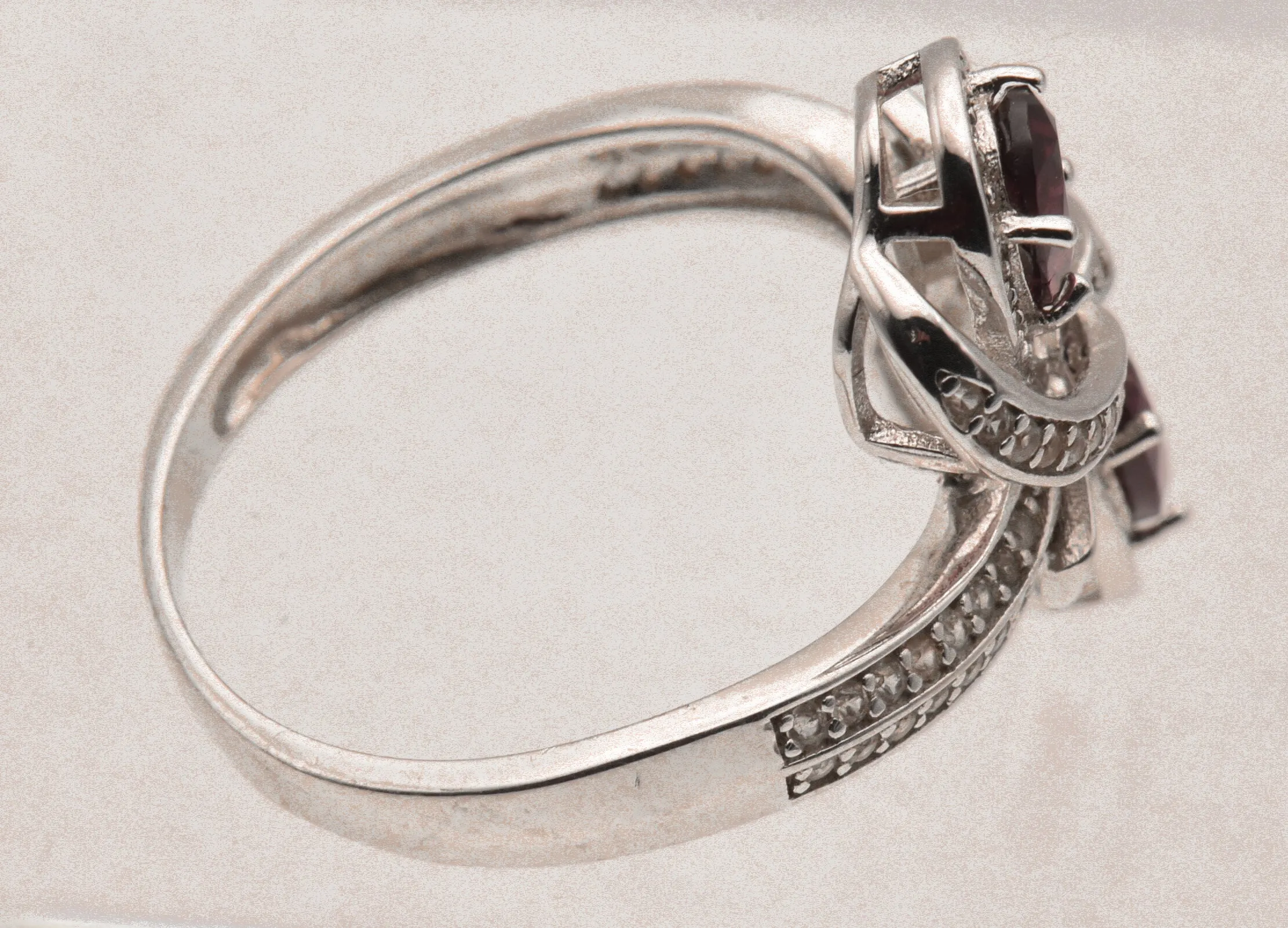 Vintage Sterling Silver Red Garnet and Topaz Ring - Size 9