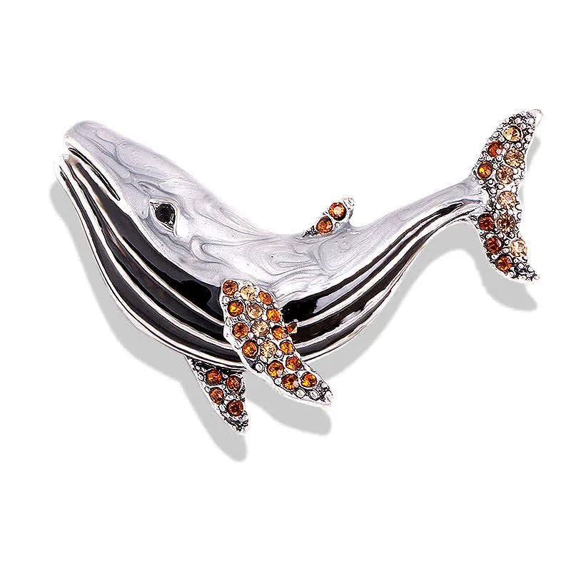 Women's Treasure Whale Enamel Brooch