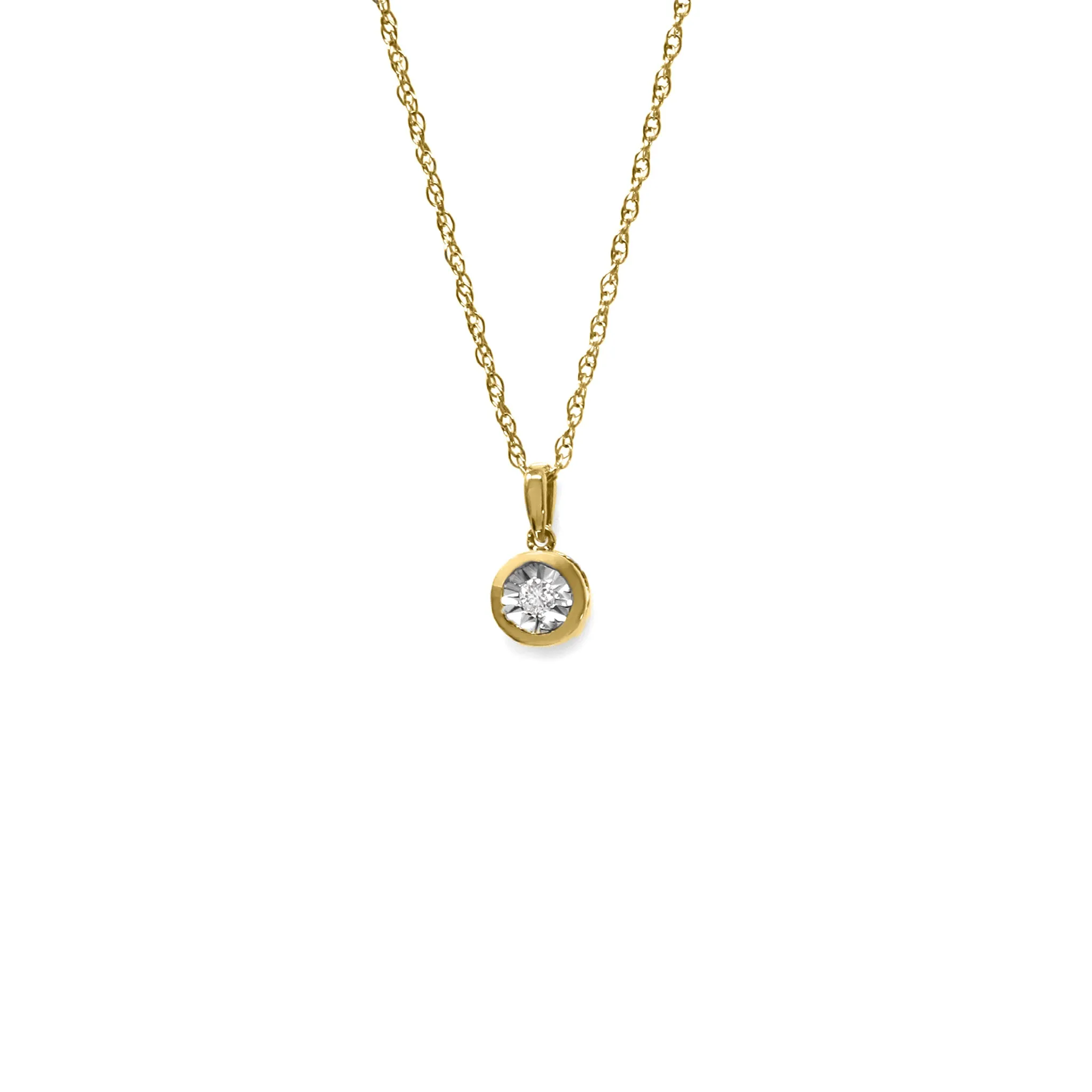 Y/G Diamond Round Pendant 9ct